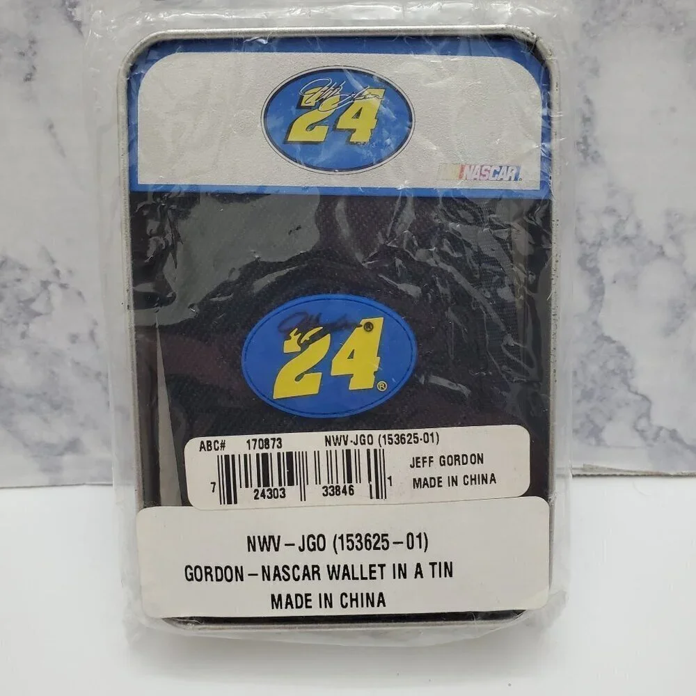 Jeff Gordon‎ NASCAR Wallet In A Tin Nylon #24 Black Woven Nylon Racing NEW